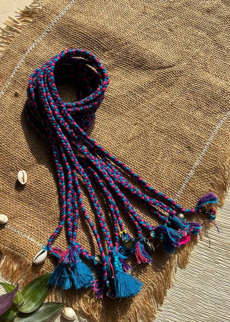 Peacock Blue Tassels Hair Tuft